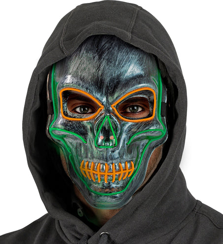 e-carnavalskleding-SYK Zilveren schedel masker met gekleurd ledlicht