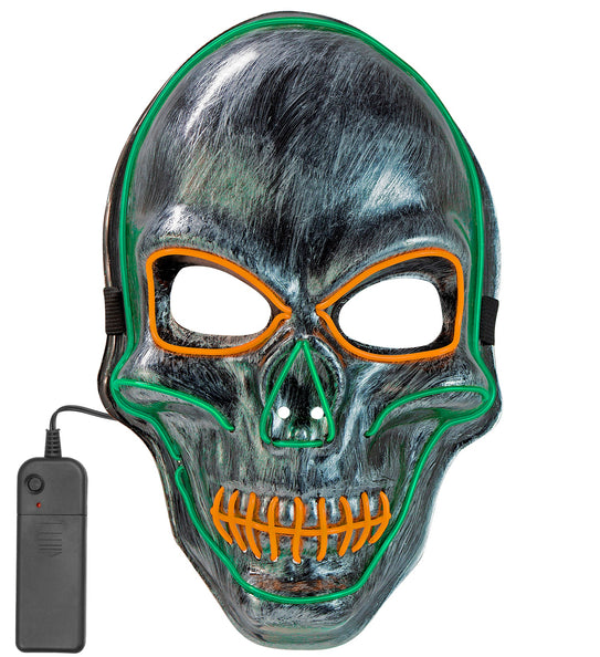 e-carnavalskleding-SYK Zilveren schedel masker met gekleurd ledlicht