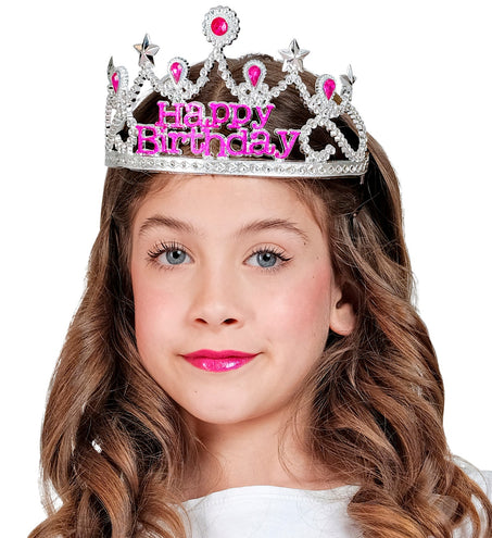 e-carnavalskleding-SYK Zilveren tiara happy birthday Felicia