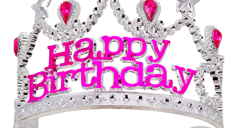 e-carnavalskleding-SYK Zilveren tiara happy birthday Felicia