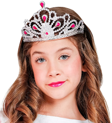 e-carnavalskleding-SYK Zilveren tiara met steentjes Rina