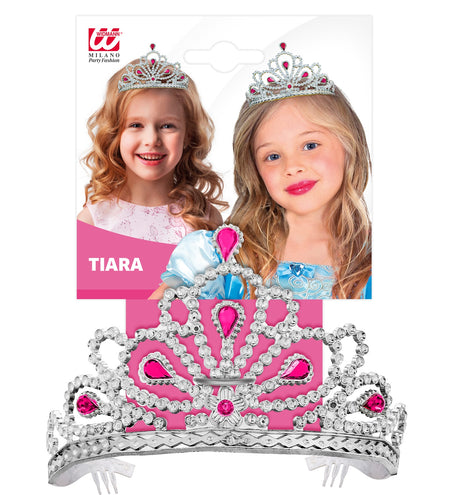 e-carnavalskleding-SYK Zilveren tiara met steentjes Rina