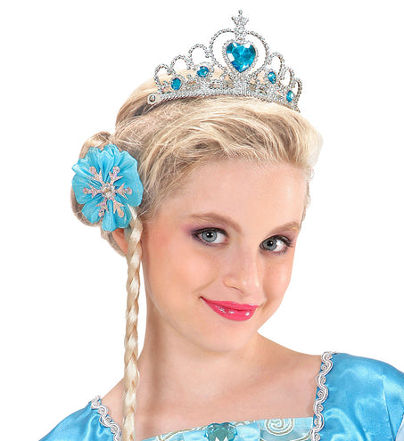 e-carnavalskleding-SYK Zilveren tiara met turquoise steentjes