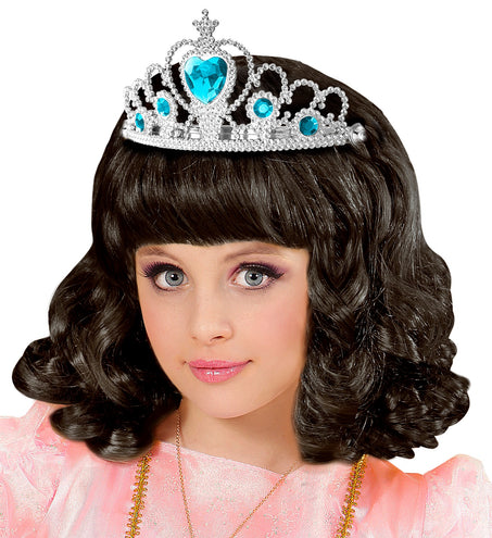 e-carnavalskleding-SYK Zilveren tiara met turquoise steentjes