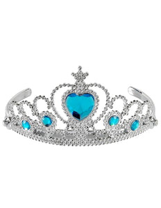 e-carnavalskleding-SYK Zilveren tiara met turquoise steentjes