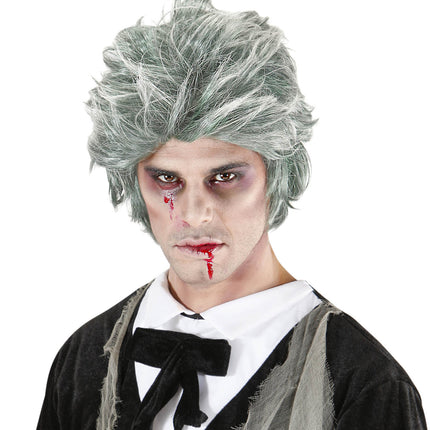 e-carnavalskleding-SYK Zombie Dracula pruik grijze haren