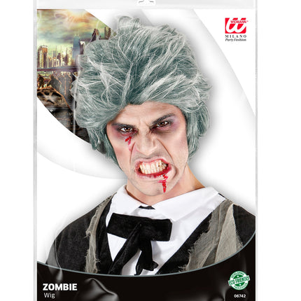 e-carnavalskleding-SYK Zombie Dracula pruik grijze haren