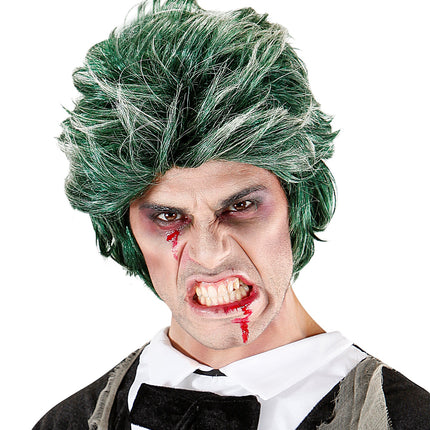 e-carnavalskleding-SYK Zombie Dracula pruik groen