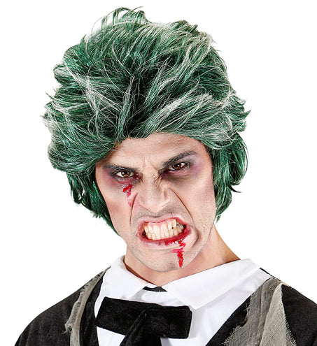 e-carnavalskleding-SYK Zombie Dracula pruik groen