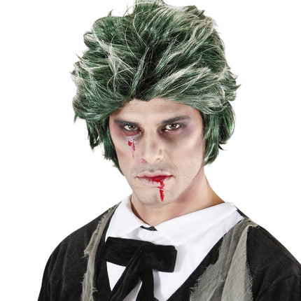 e-carnavalskleding-SYK Zombie Dracula pruik groen