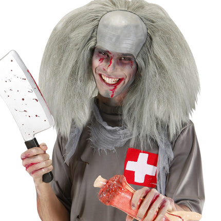 e-carnavalskleding-SYK Zombie professor pruik dokter grijs