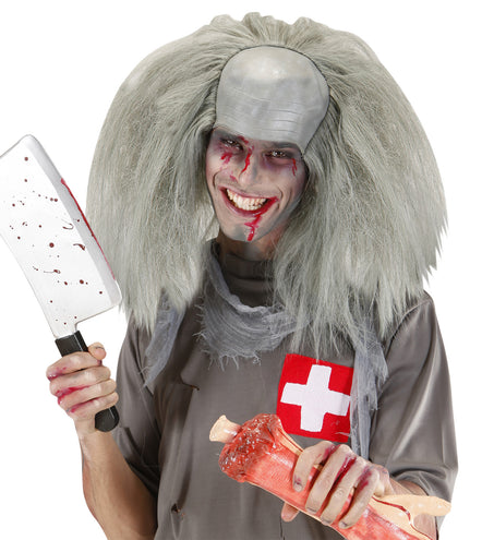 e-carnavalskleding-SYK Zombie professor pruik dokter grijs