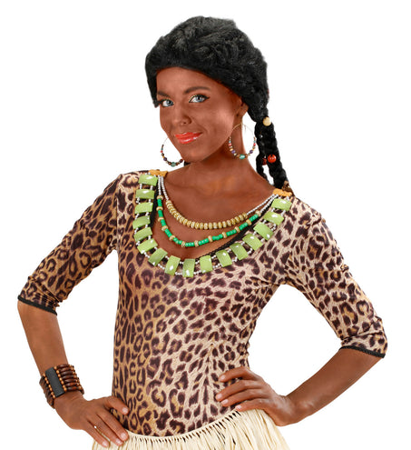 e-carnavalskleding-SYK Zulu ketting Afrika groen