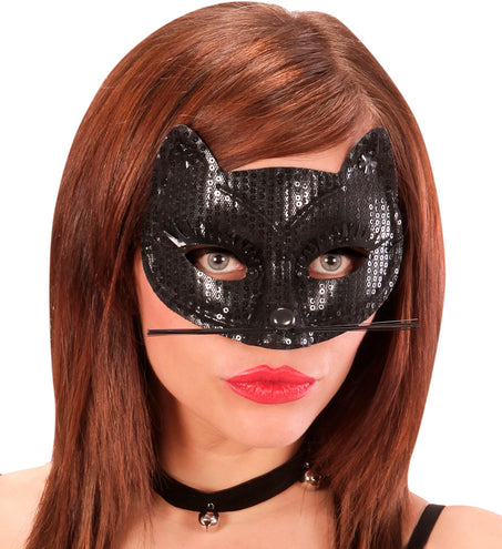 e-carnavalskleding-SYK Zwart katten oogmasker