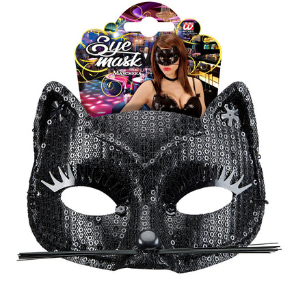 e-carnavalskleding-SYK Zwart katten oogmasker