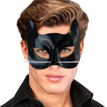 e-carnavalskleding-SYK Zwart katten oogmasker