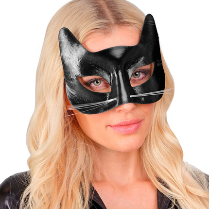e-carnavalskleding-SYK Zwart katten oogmasker