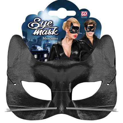e-carnavalskleding-SYK Zwart katten oogmasker