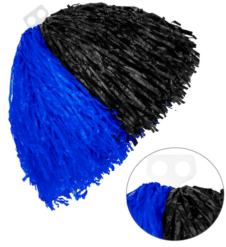 e-carnavalskleding-SYK Zwart met blauw pom pom cheerleader