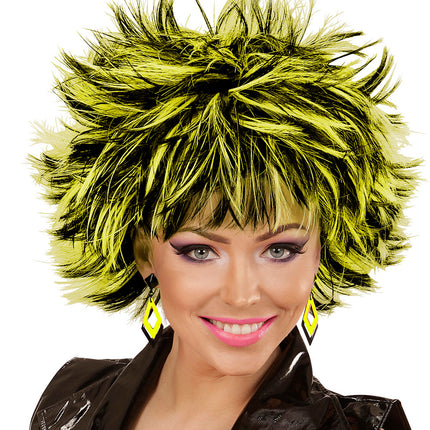 e-carnavalskleding-SYK Zwart met neon gele hippie oorbellen