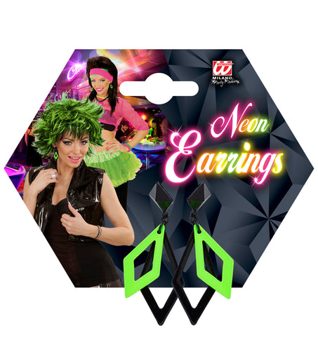 e-carnavalskleding-SYK Zwart met neon groene hippie oorbellen