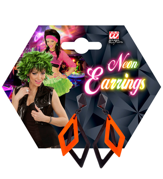 e-carnavalskleding-SYK Zwart met neon oranje hippie oorbellen