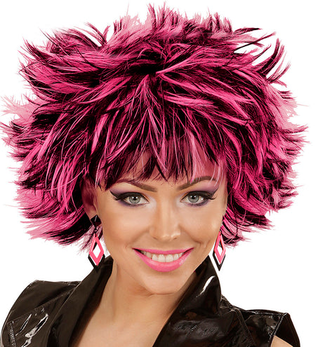 e-carnavalskleding-SYK Zwart met neon roze hippie oorbellen