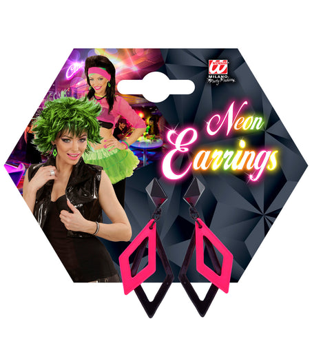 e-carnavalskleding-SYK Zwart met neon roze hippie oorbellen
