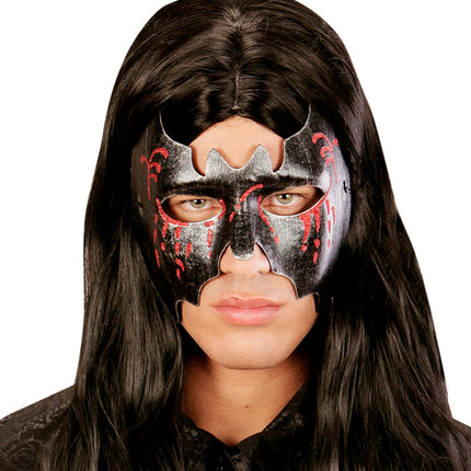 e-carnavalskleding-SYK Zwart metallic vleermuis masker voor vampierpakken