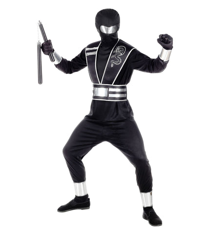 e-carnavalskleding-SYK Zwart ninja pak voor kinderen