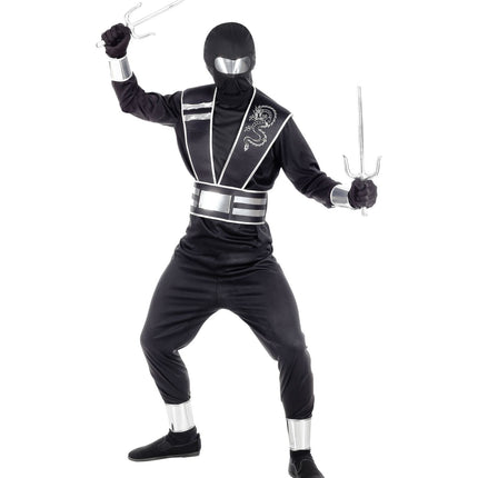 e-carnavalskleding-SYK Zwart ninja pak voor kinderen