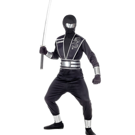 e-carnavalskleding-SYK Zwart ninja pak voor kinderen