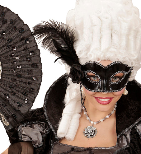 e-carnavalskleding-SYK Zwart oogmasker met roos