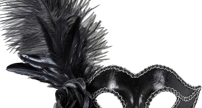 e-carnavalskleding-SYK Zwart oogmasker met roos