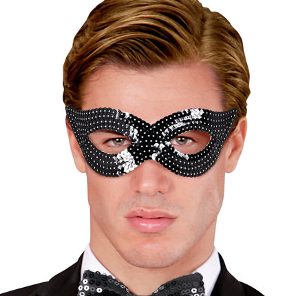 e-carnavalskleding-SYK Zwart oogmasker pailletten