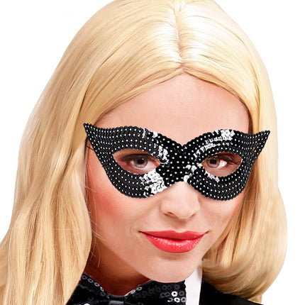 e-carnavalskleding-SYK Zwart oogmasker pailletten