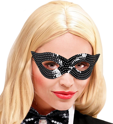 e-carnavalskleding-SYK Zwart oogmasker pailletten