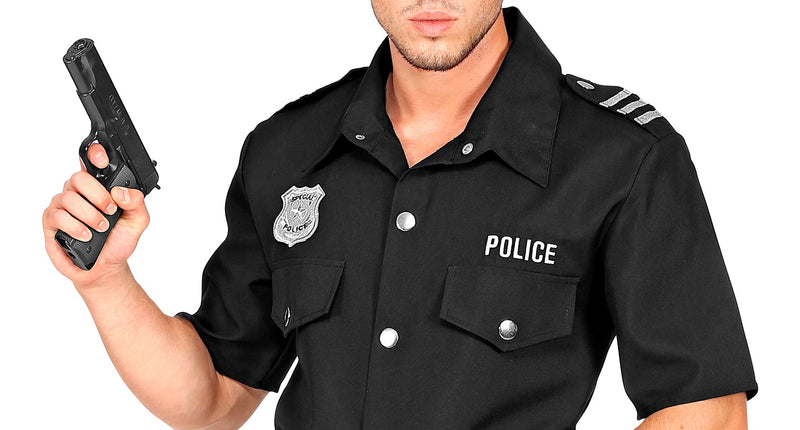 e-carnavalskleding-SYK Zwart politie agent shirt