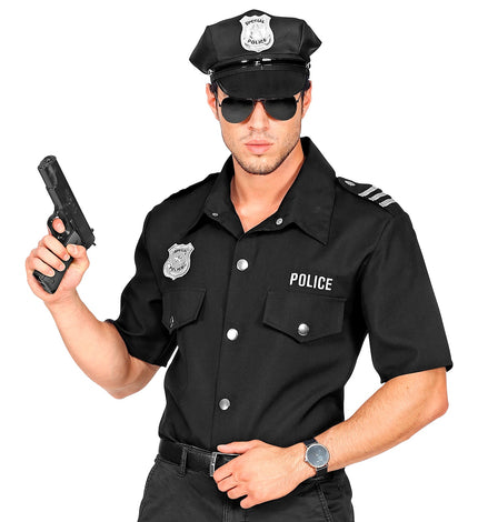e-carnavalskleding-SYK Zwart politie agent shirt