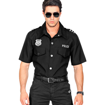 e-carnavalskleding-SYK Zwart politie agent shirt
