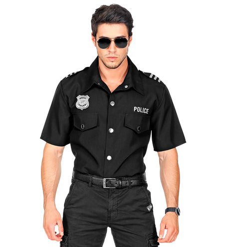e-carnavalskleding-SYK Zwart politie agent shirt