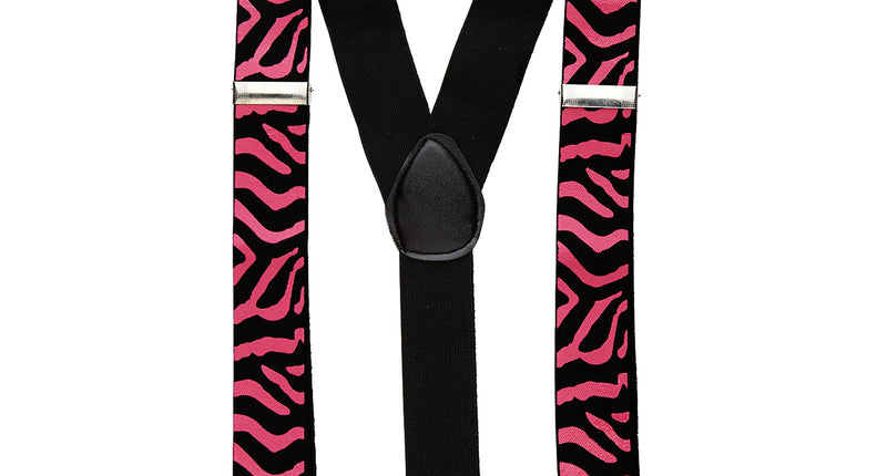 e-carnavalskleding-SYK Zwart-roze bretel zebra motief