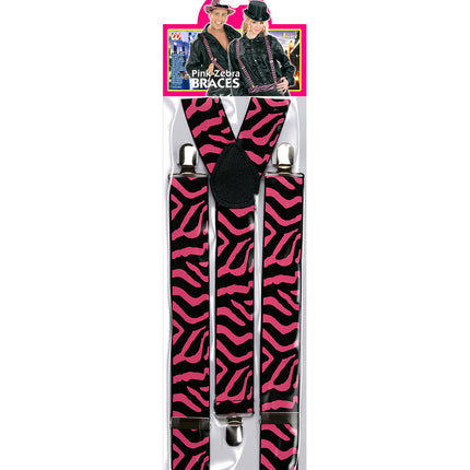 e-carnavalskleding-SYK Zwart-roze bretel zebra motief