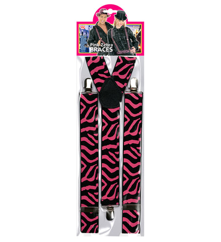 e-carnavalskleding-SYK Zwart-roze bretel zebra motief