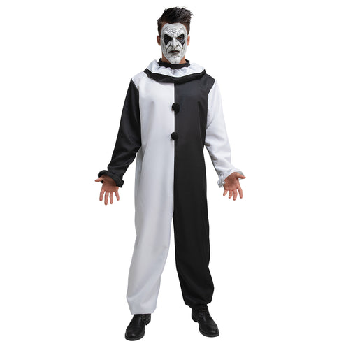 e-carnavalskleding-SYK Zwart wit clownspak met masker