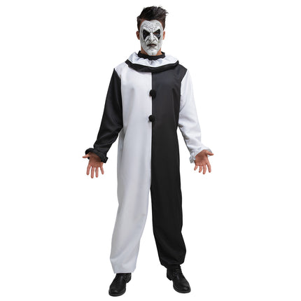 e-carnavalskleding-SYK Zwart wit clownspak met masker