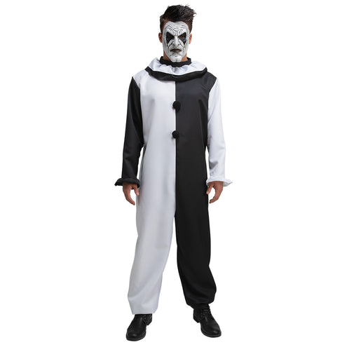 e-carnavalskleding-SYK Zwart wit clownspak met masker