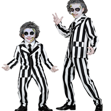 e-carnavalskleding-SYK Zwart wit gestreept kostuum kinderen