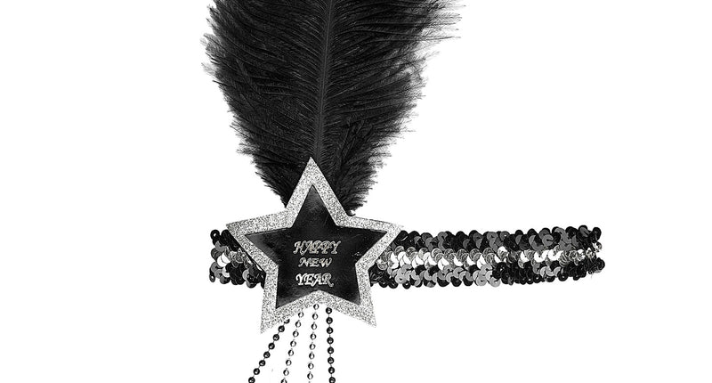 e-carnavalskleding-SYK Zwart zilver Happy New  Year haarbandje