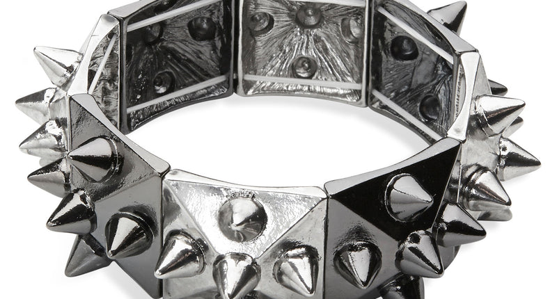 e-carnavalskleding-SYK Zwart zilveren spikes armbandjes
